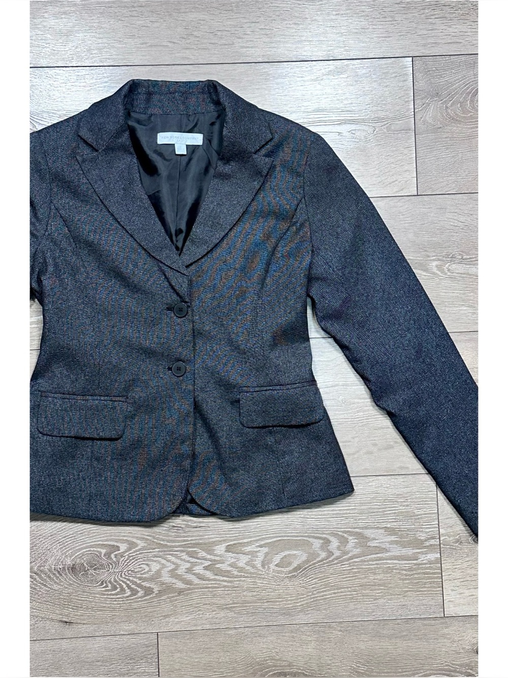 New York & Company Stretch Charcoal Gray Structured Button Blazer
